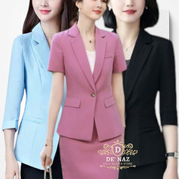 Blazer Wanita Lengan Pendek, Jas Blazer Formal Kerja, Blazer Atasan Wanita