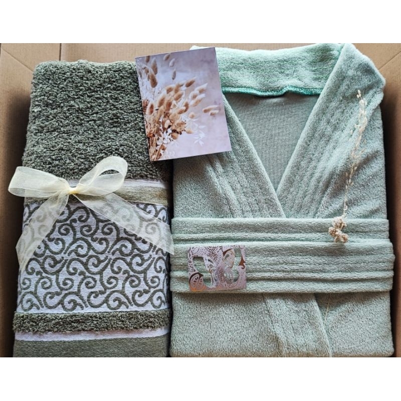 Hampers GRACIAS Handuk Quick Dry 100% & Kimono Baju Mandi, Seserahan, Mukena, Sajadah, Hadiah Pernik