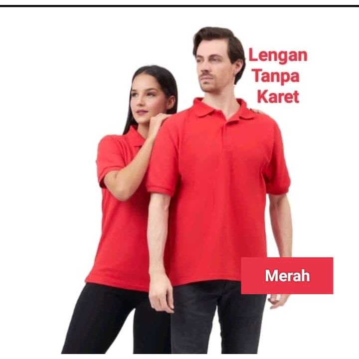 Kaos Kerah Merah Lengan Pendek - Kaos Kerah UNISEX - Kaos Kerah Polos Warna Merah Cabe - Kerah Pende