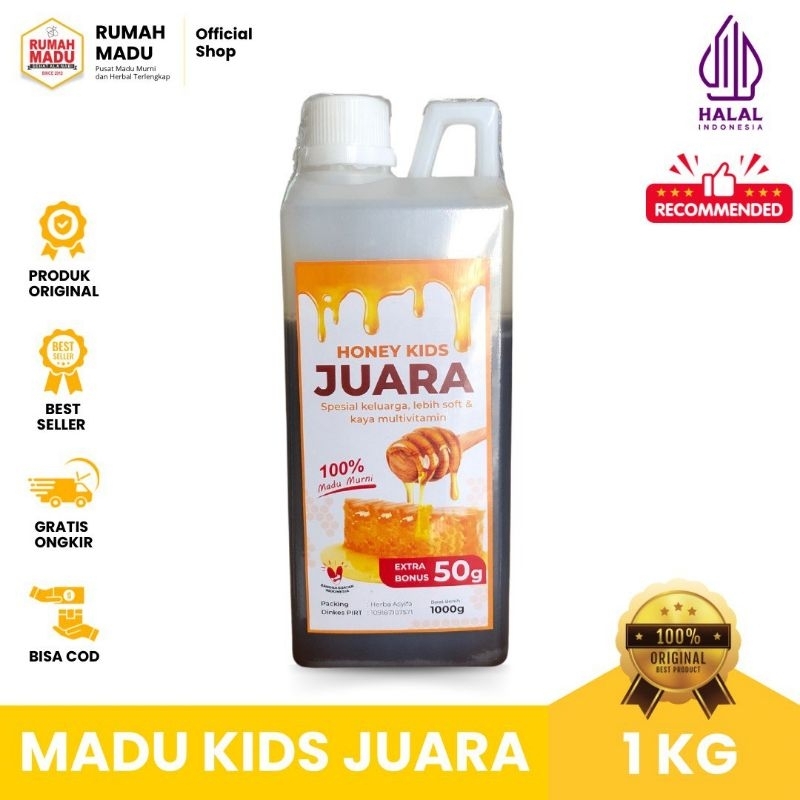 

Honey Kids Juara Madu Murni Sumatera Barat Madu Keluarga Rekomendasi Madu Kemasan 1kg 1050gr Madu Alami | 100% Madu asli | Rekomendasi Madu | Madu Manis | Madu anak anak | Madu vitamin | Multivitamin | Madu penambah nafsu makan | Madu tumbuh kembang anak