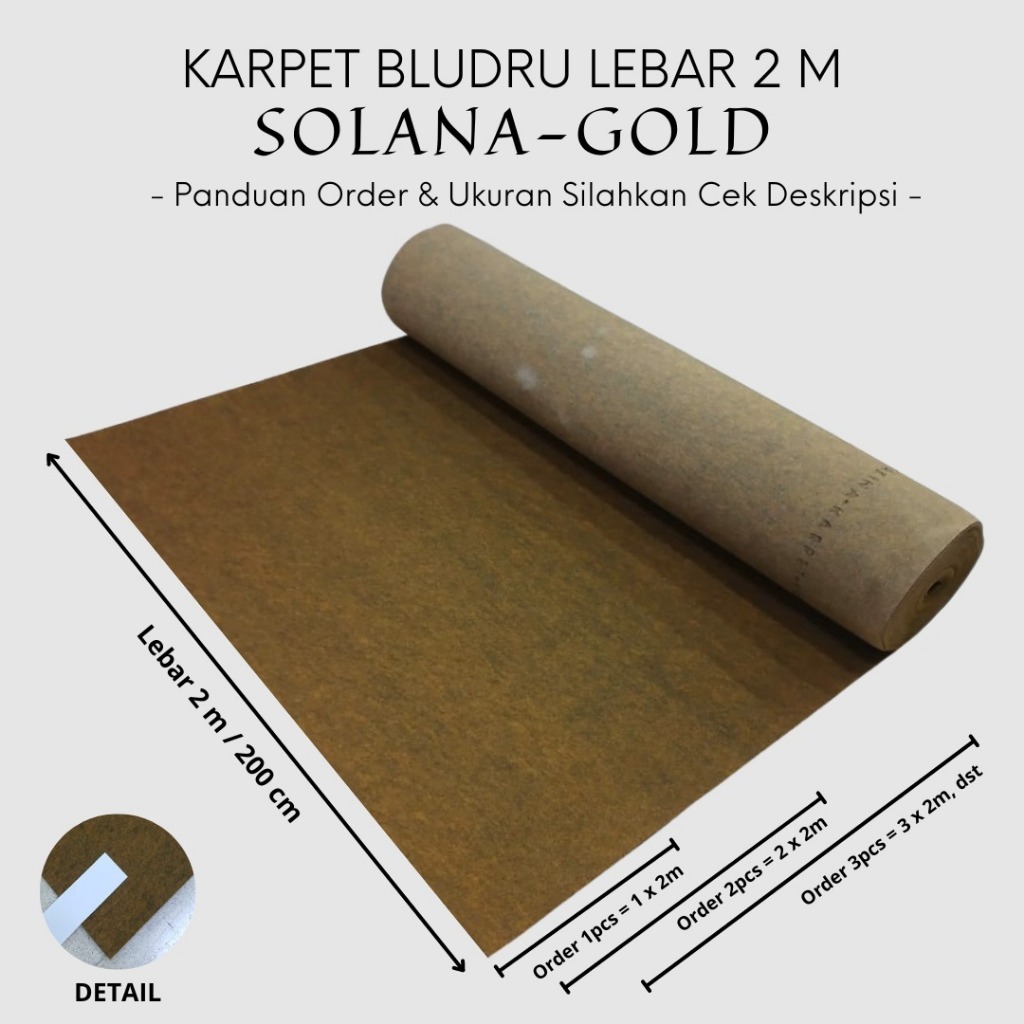 Karpet Lantai Bludru Polos Meteran 1x2m Karpet Exhibition SOLANA - GOLD