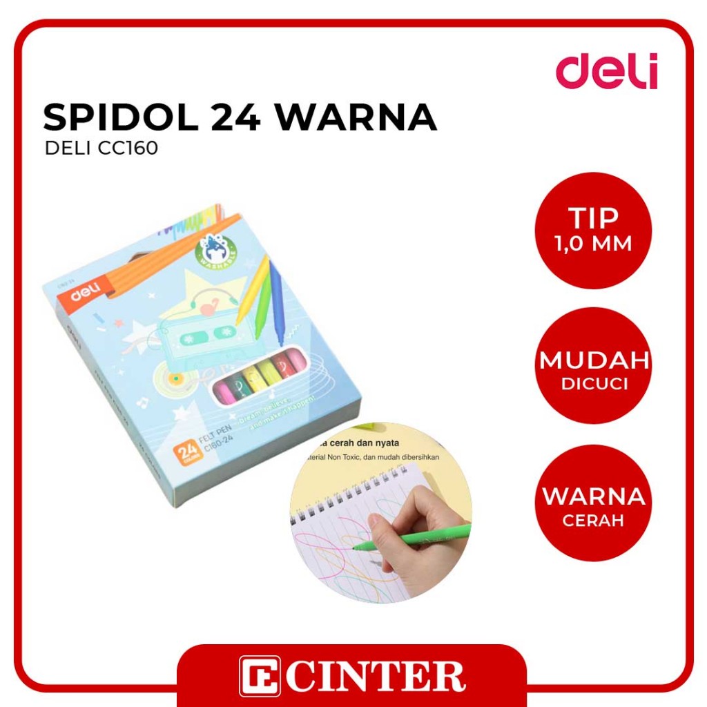 

DELI - FELT PEN / SPIDOL WARNA CC160-24 ISI 24 WARNA SPECIAL AGNES MO EDITION