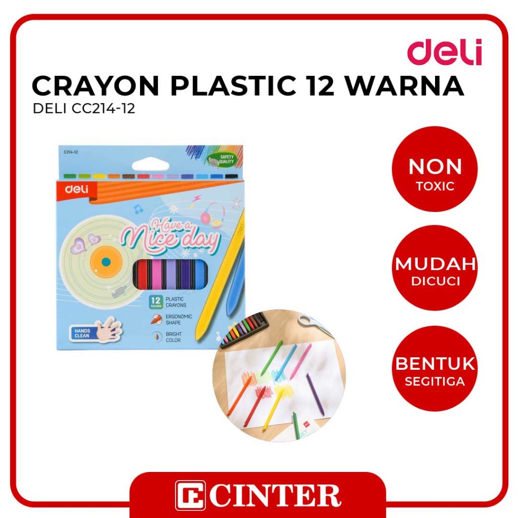 

DELI - CRAYON PLASTIC / CAT CRAYON / PEWARNA CRAYON CC214-12 ISI 12 WARNA SPECIAL AGNES MO EDITION