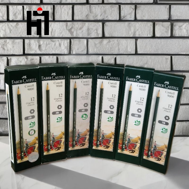 

(ORIGINAL) PENSIL FABER-CASTELL Graphite 9000 2B, 3B, 4B, 5B, 6B, 7B / 1pcs