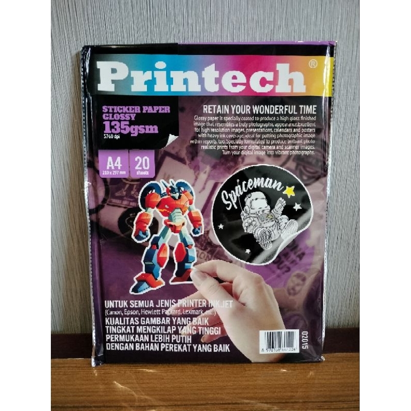 

Kertas Foto Stiker / Sticker Photo Paper Printech A4, 135gsm (per 1 pcs)
