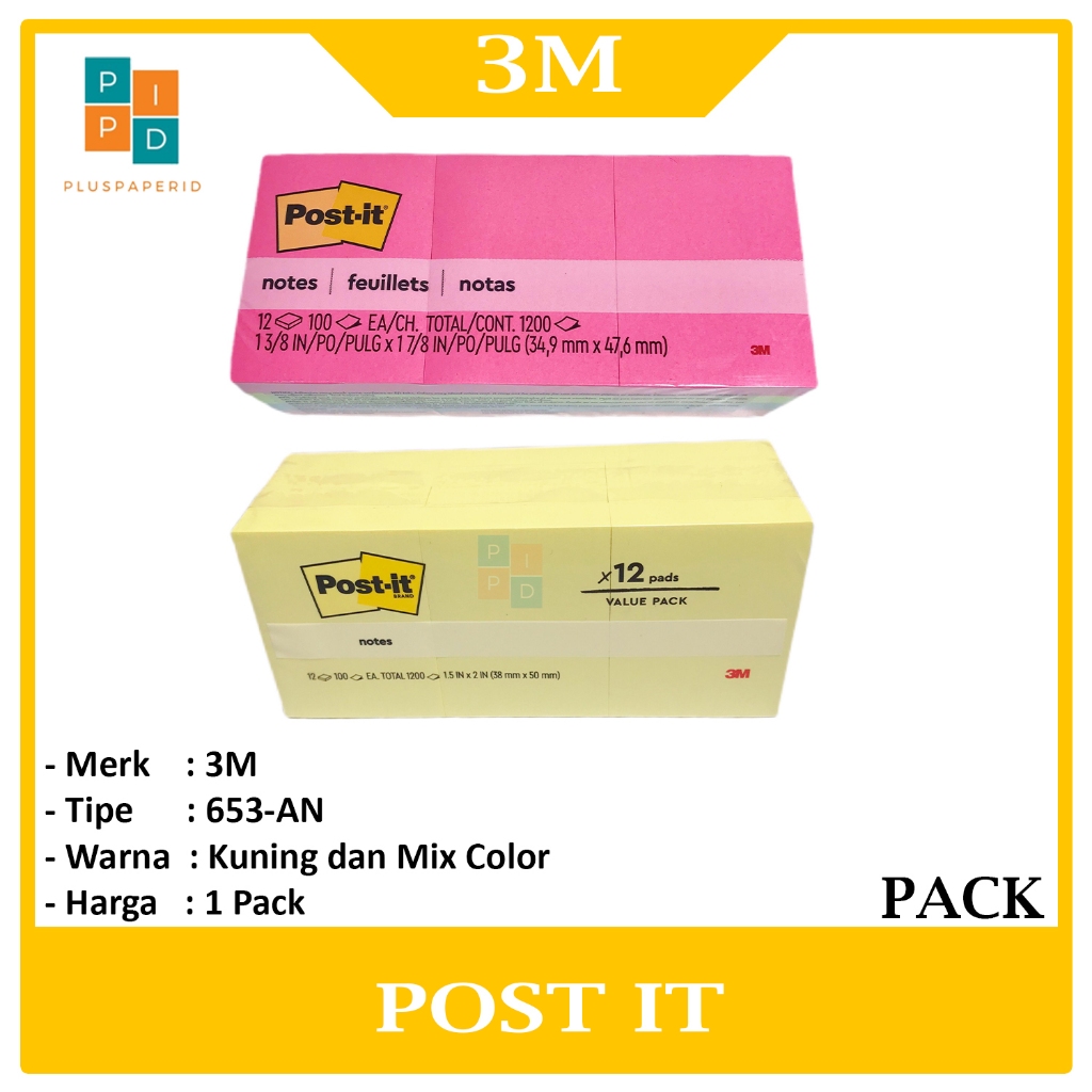 

3M - Post It Notes 653AN Mix Warna dan Kuning - Pack