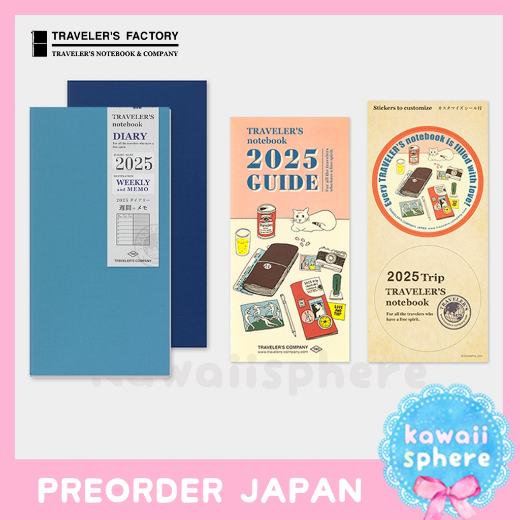 

Traveler's Notebook 2025 Refill Weekly (Regular Size) | Midori Travelers Notebook | Preorder Planner 2025