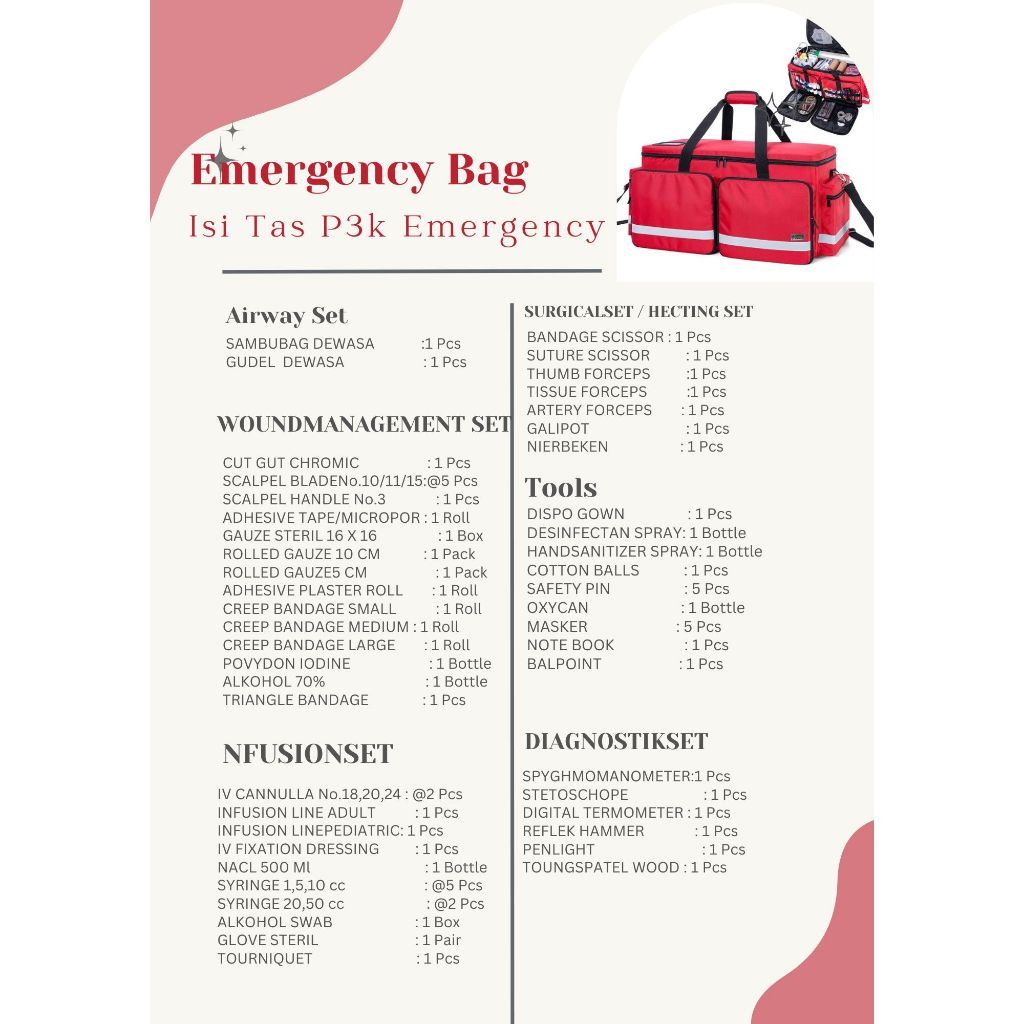 Tas Emergency Kit Besar Selempang Lengkap Isi Tas PMI Jumbo Tas P3K Outdoor Tas Kesehatan Lengkap Is