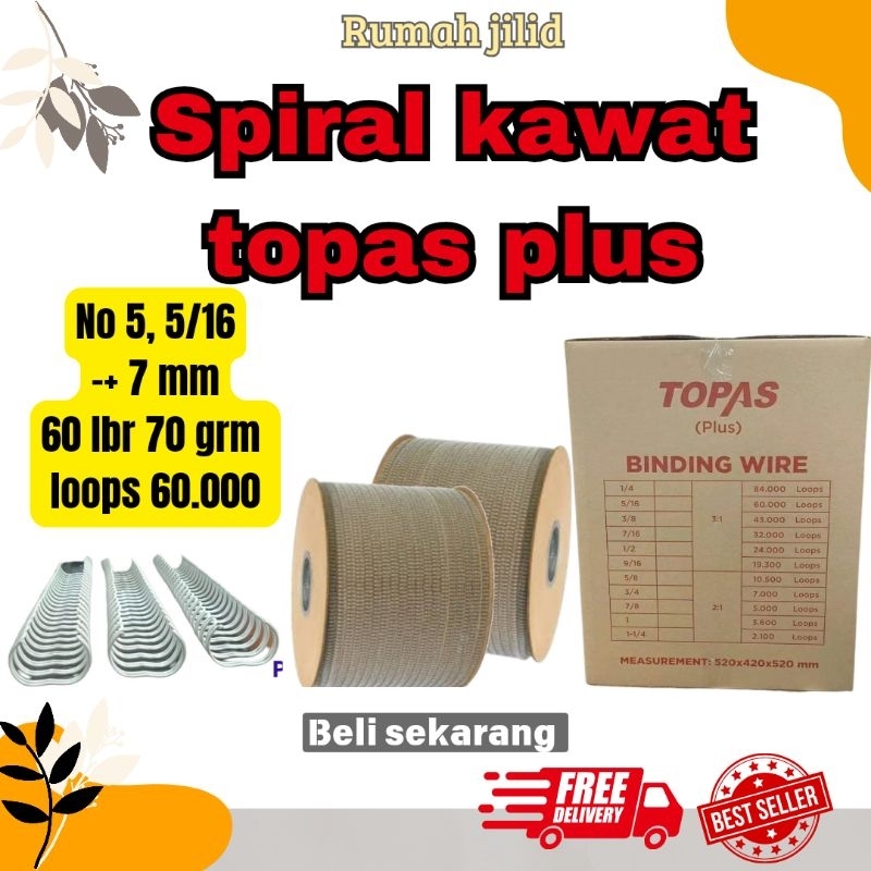 

spiral kawat kalender no 5. 5/16 putih merk topas plus