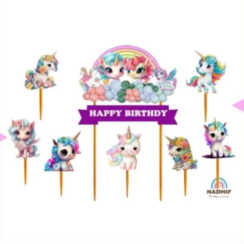[Whispers] topper kue Unicorn,hiasan kue ulang tahun Unicorn,topper karakter Unicorn