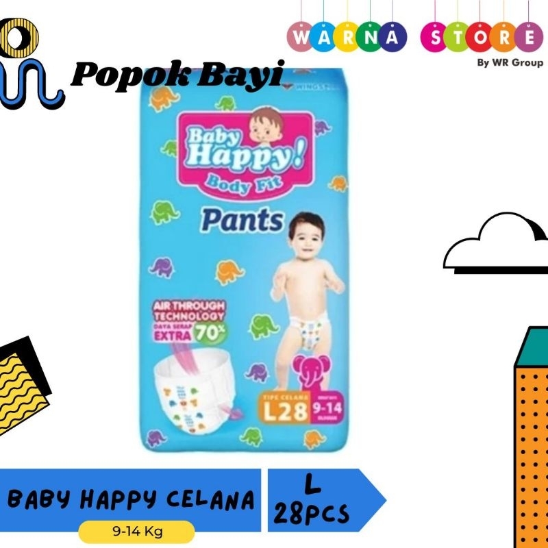 Baby Happy L28 / Baby Happy L 28 / Baby Happy Pants L28 / Popok Celana Bayi