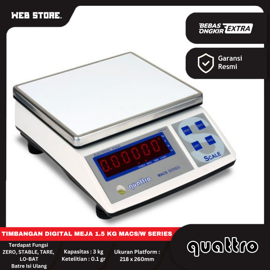 Timbangan Digital Scale Meja 30kg 30 kg Quattro MACS W / Series Portable