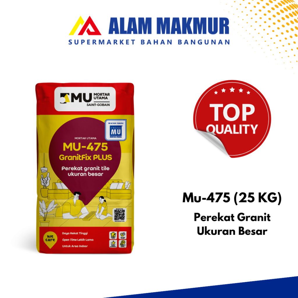 MU-475 Semen Instan Perekat Granit Ukuran Besar 25kg