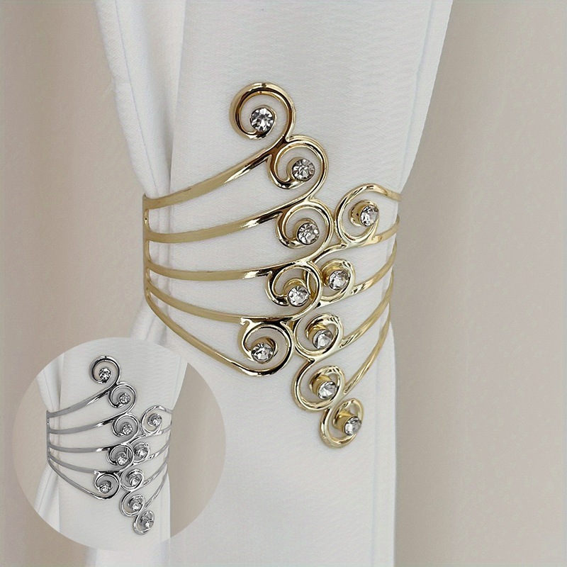 Tali Gorden Mewah Tiebacks Tirai Sayap Berlian Yang Dihancurkan Logam Jepit Tirai Contoh Ruang Tamu 