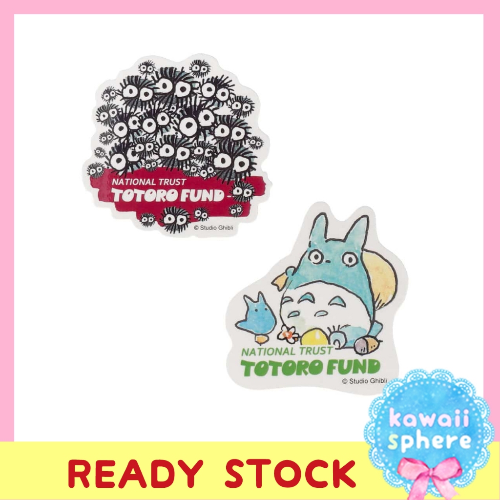 

My Neighbor Totoro Set isi 2 pcs Die-cut Sticker Kurosuke & Totoro | National Trust Totoro Fund | Stiker Koper Totoro Official Studio Ghibli | Ready Stock