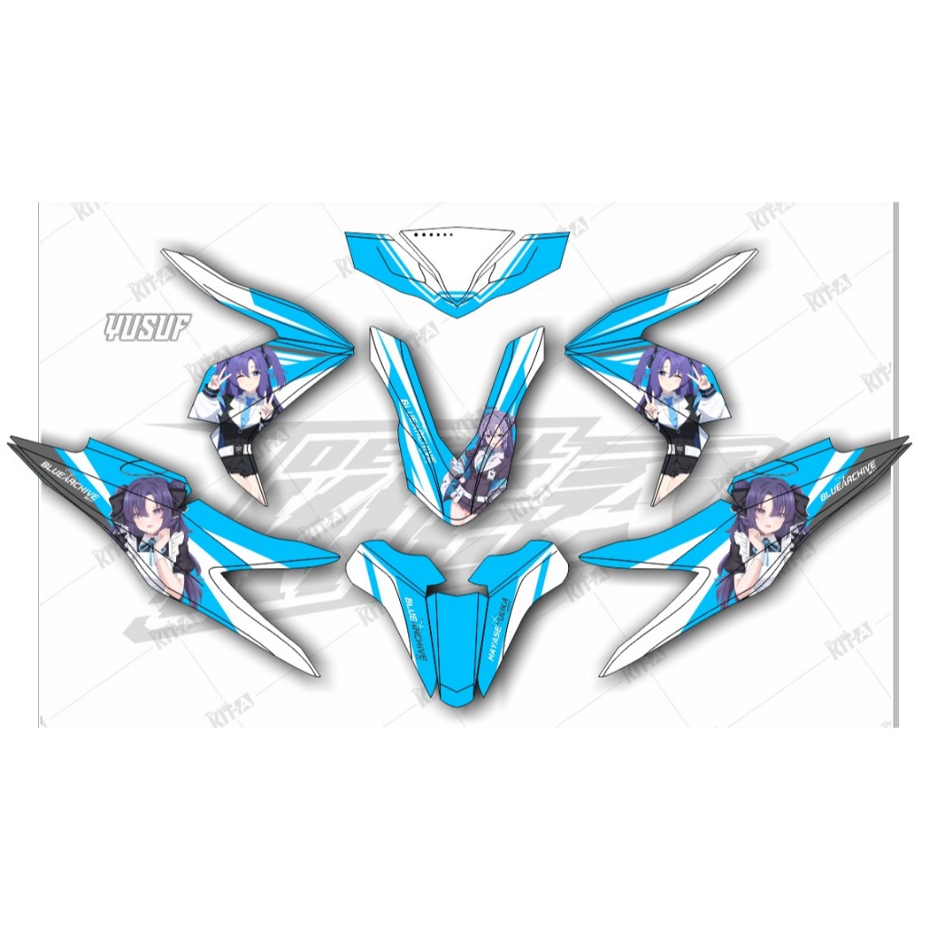 Stiker all new beat 2020 decal beat sticker motor MOTIF hitam tosca D-X5-081