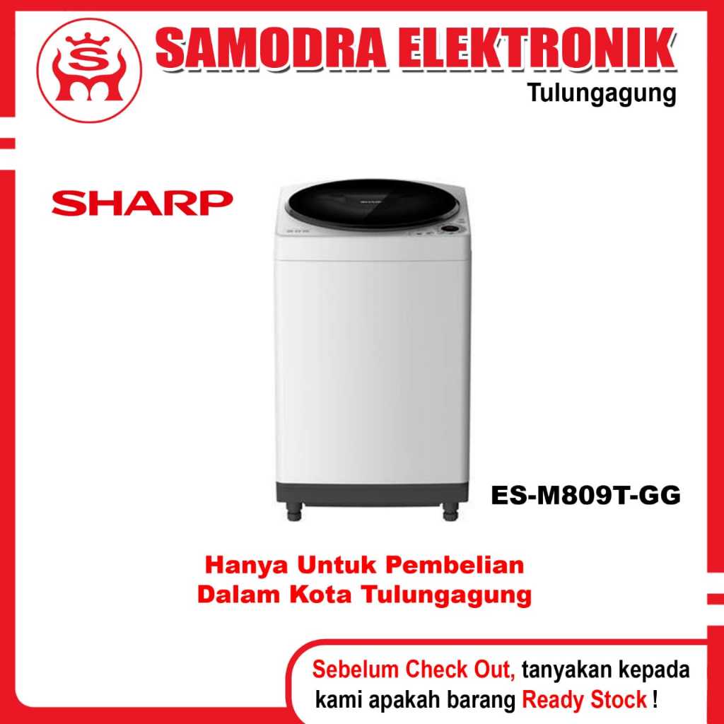 MESIN CUCI SHARP ES-M8090T-GG | MESIN CUCI SHARP 1 TABUNG | MESIN CUCI SHARP 8KG