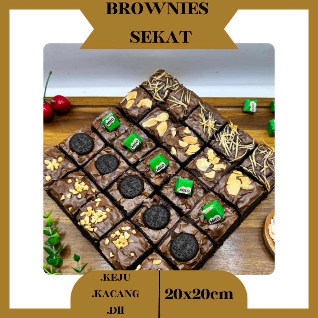 

Brownies Panggang Sekat 9 / Brownies Fudgy sekat 18 / Brownies Shiny Crust sekat 25