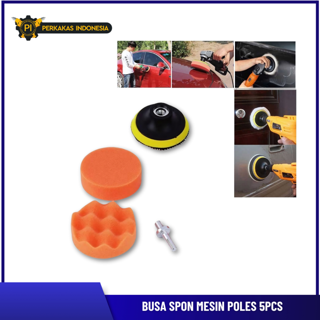 Busa Spon Mesin Poles 5pcs SET Mobil Wool Foam Pad Velcro Alat Adapter Polisher Mesin Bor Poles Pemb