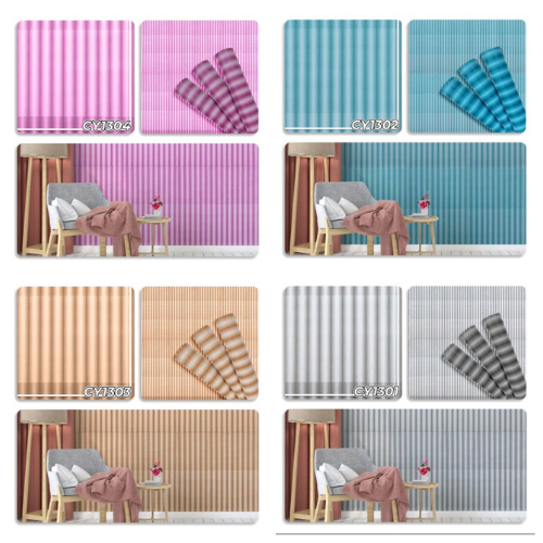 Wallpaper Dinding Salur Elegan Walpaper Sticker Dinding Kamar Tidur Motif Garis Warna Pink Biru Abu