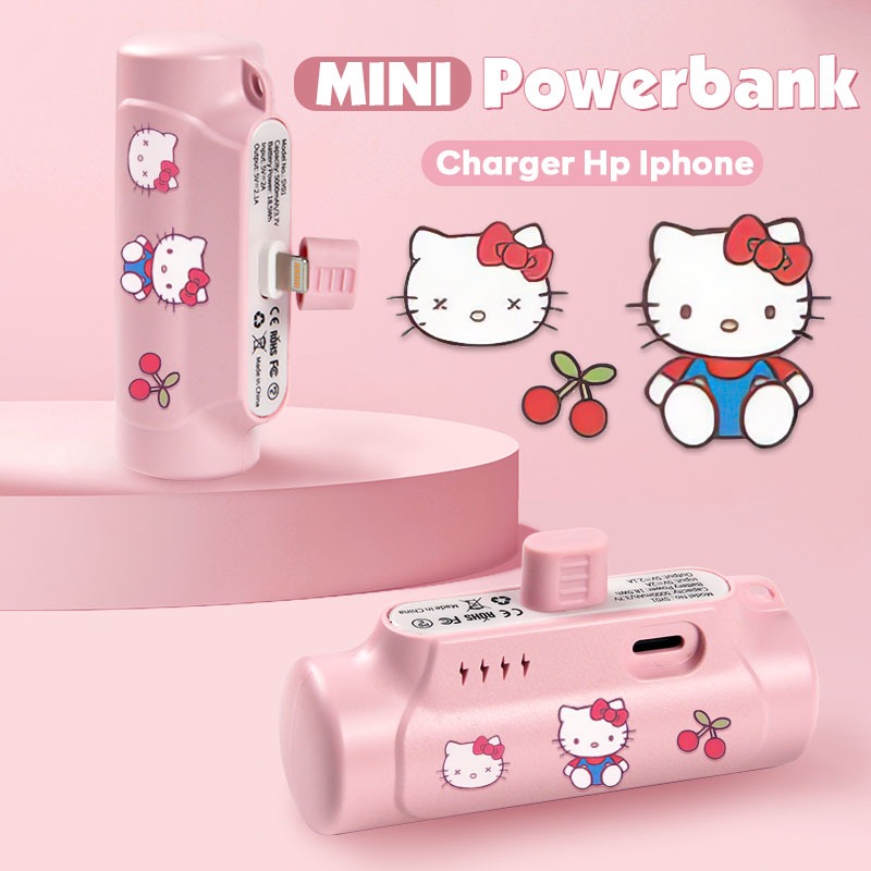 THFLS -  New Mini Portable Powerbank 5000Mah Pink Lucu Lightning Mini PowerBank Mudah Dibawa