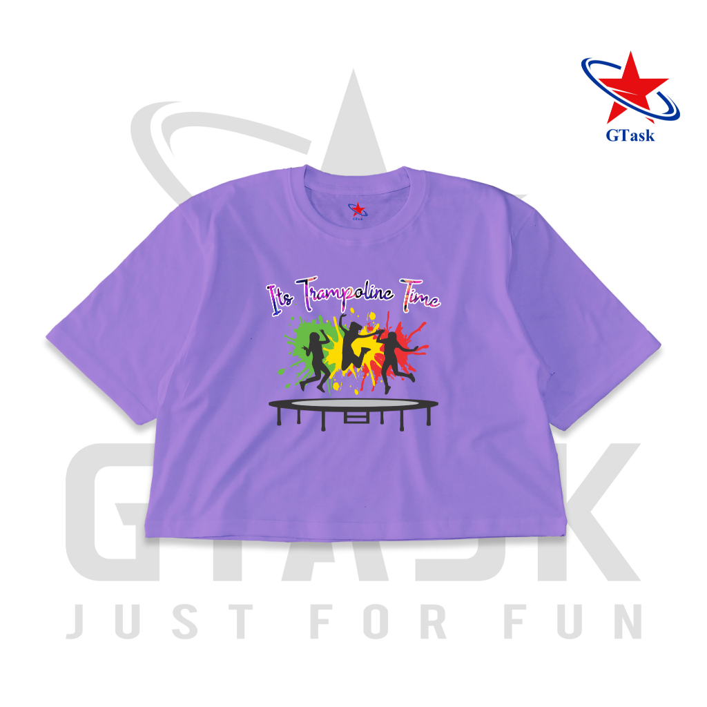 Baju Kaos Crop Top Senam Trampolin | Crop Tee Trampolin Oversized Hijab Dewasa Korean Style Terlaris