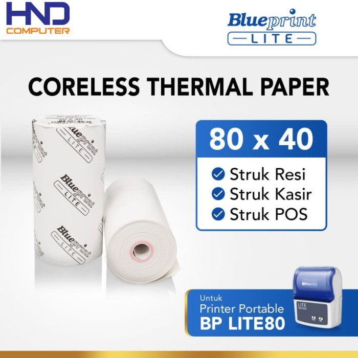 

Kertas Thermal Struk Kasir BLUEPRINT Lite 80x40 mm