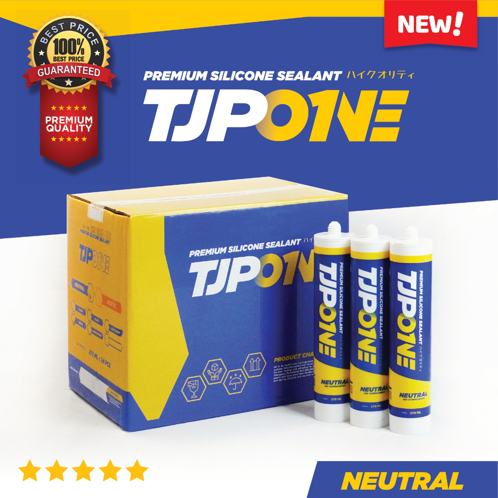 Lem Silicone Sealent Neutral Acetic Asam TJP ONE / Lem Aquarium / akrilik / kaca / Lem Alumunium