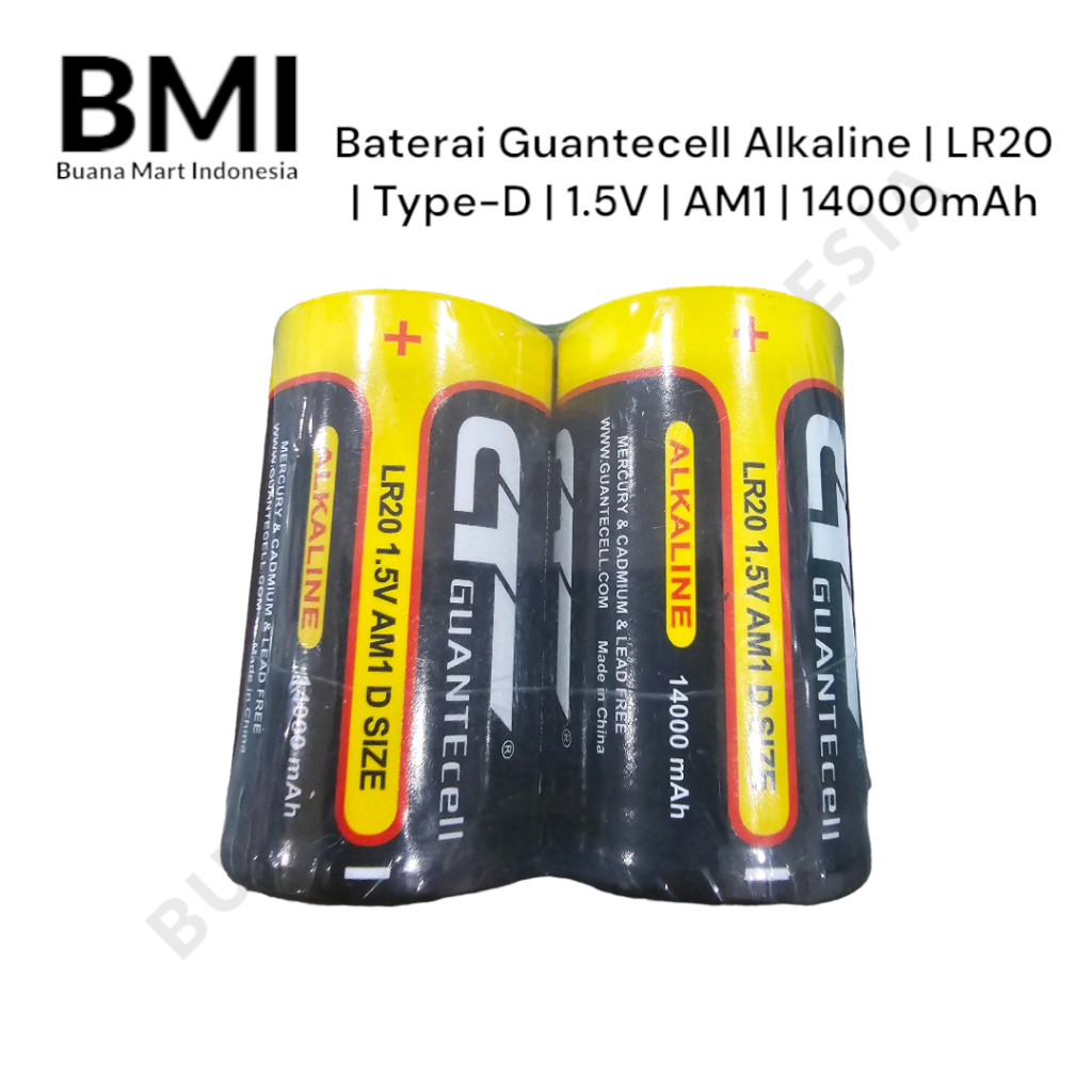 Baterai Guantecell Alkaline Tipe D | Batu Batre | Battery | Batere | Batery | (1Set)