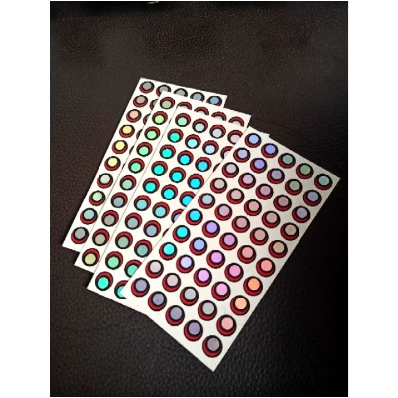 Stiker Mata Ikan Hologram 2D Model Jig Tokayo Sitenkiba isi 50pc Aneka Ukuran Lure Pancing