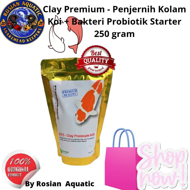 Clay Premium - Penjernih Kolam Koi + Bakteri Probiotik Starter / Clay Koi - 250 gram