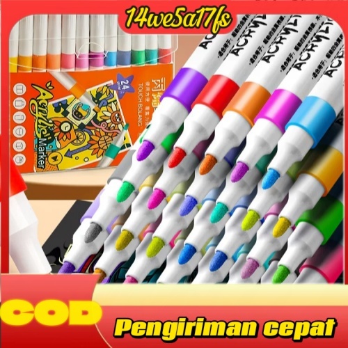 

Spidol Akrilik Acrylic Marker Set 12/24/36/48/60/80 Warnas Paint Marker DIY Painting Tahan Air