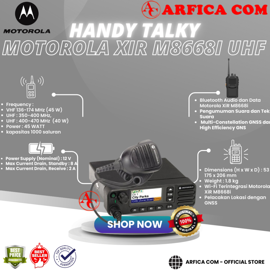 RADIO RIG MOTOROLA XIR M8668i M 8668i UHF 403 40 WATT GARANSI RESMI