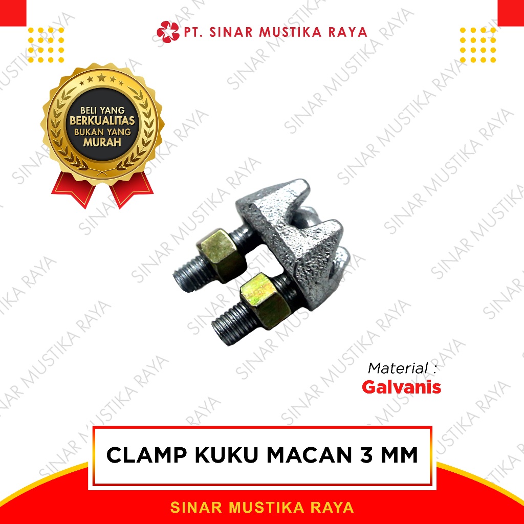 KUKU MACAN Clamp Klem Tali Kawat Baja Kabel Seling Sling 3 MM