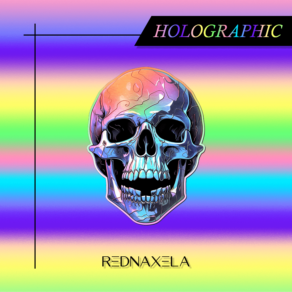 

Stiker Vinyl Hologram Skull 2 Horror Holographic Decorative Stickers