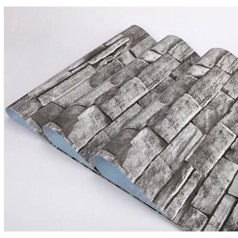 Wallpaper Sticker Dinding BATU BATA ABU 3D