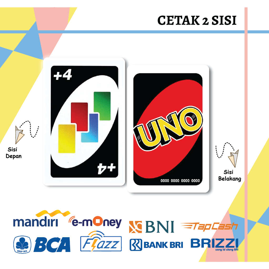 KARTU EMONEY ETOLL UNO CARD REVERSE +4 BLACK CUSTOM MANDIRI FLAZZ GEN 2 TAPCASH BRIZZI - 2 SISI