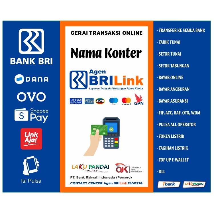 

STIKER VINYL MEJA AGEN BRILINK MODEL 14 ( CUSTOM NAMA KONTER )