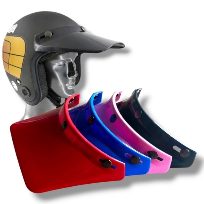 Pet Helm Panjang Polos || Pet helm retro panjang 3 kancing helm Bogo