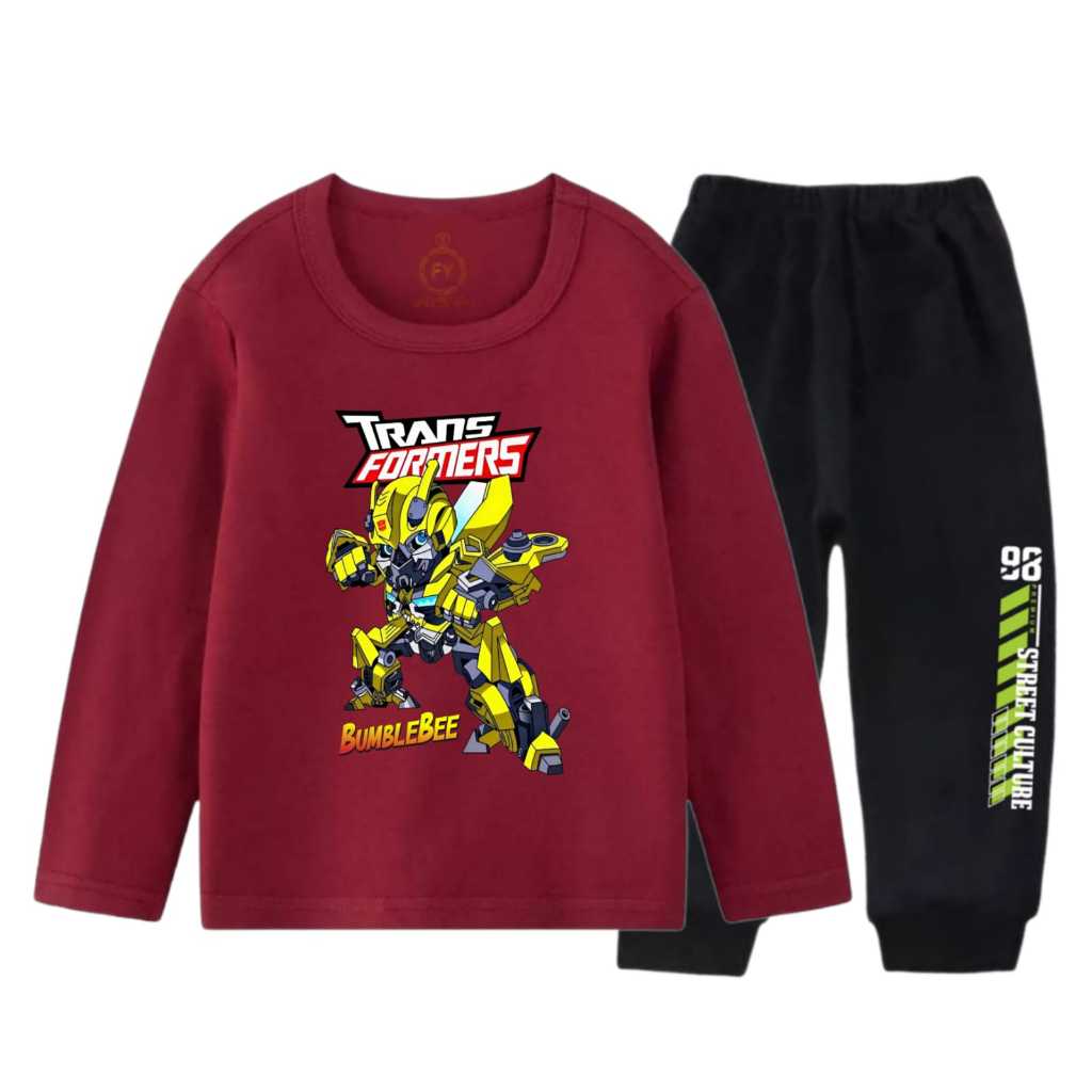 Kaos Anak Laki Lengan Panjang Cowo Atasan Kaos Anak Laki Laki Set Lengan Panjang Motif Trans Former 