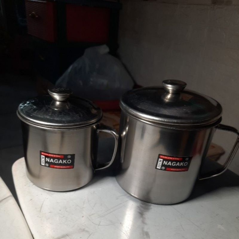 Gelas Gagang Cangkir Mug Stainless Stainles Stenlis 555