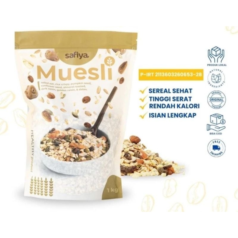 

MUESLI SAFIYA 1KG , 500 GR SEREAL SEHAT MAKANAN DIET OATMEAL