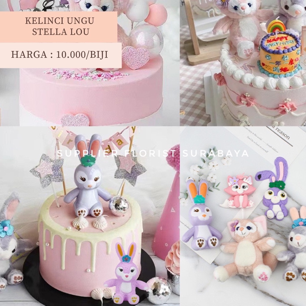 MINIATUR KUE TART STELLA LOU KELINCI UNGU LINABELL DISNEY CARTOON HIASAN BIRTHDAY CAKE HIASAN KUE UL