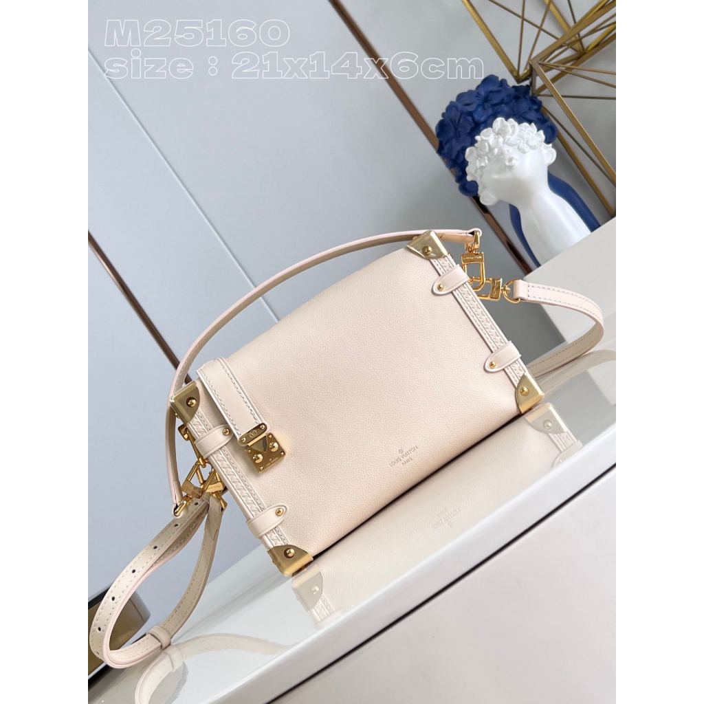 Top original Louis Vuitton/LV side trunk medium-sized handbag beige