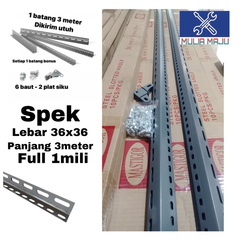 PROMO MURAH Rak Besi Siku Lubang Panjang 3meter (HARGA PABRIK )/ BESI BOLONG PANJANG 3meter