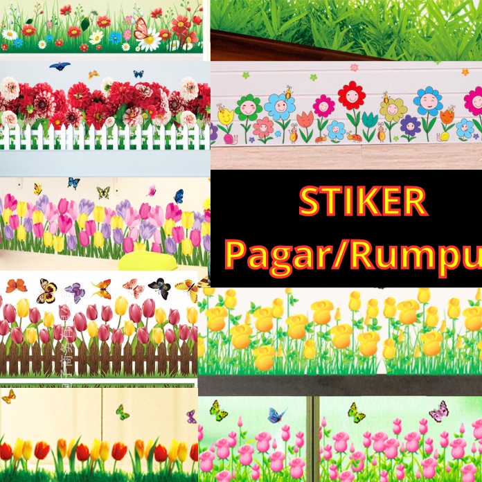 WALL STICKER STIKER SETIKER RUMPUT PAGAR WALLSTIKER WALLSTICKER DINDING PAGAR LIS BORDER RUMPUT BUNG