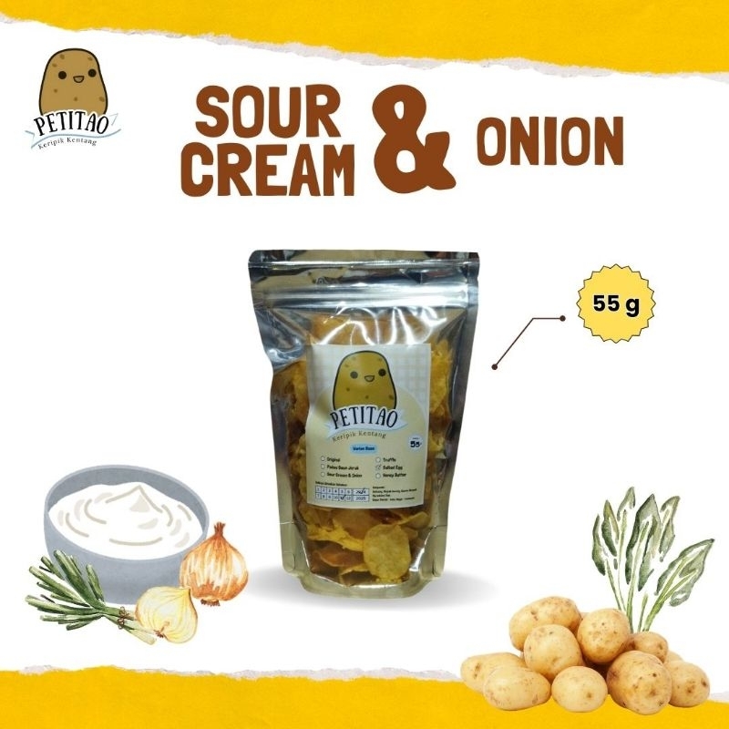 

PETITAO KERIPIK KENTANG 55g - Sour Cream Onion (Krim Asam Bawang)