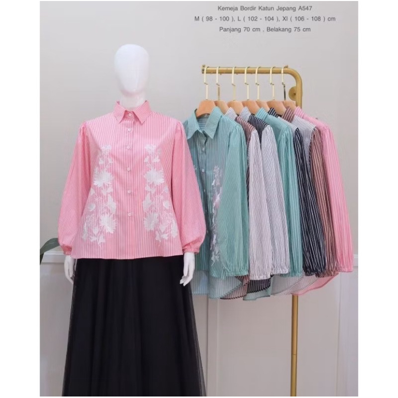 BLOUSE KEMEJA SALUR BORDIR KATUN JEPANG IMPORT | ATASAN WANITA SALUR KATUN JEPANG PREMIUM | BLOUSE W