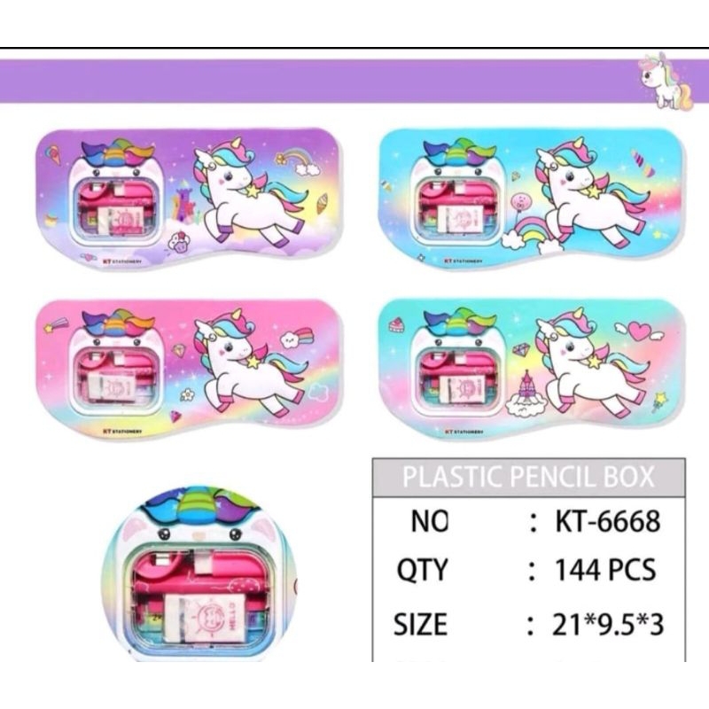 

KOTAK PENCIL KALENG SET UNICORN KT 6668/ TEMPAT PENCIL SET+ WHITEBOARD KARAKTER unicon