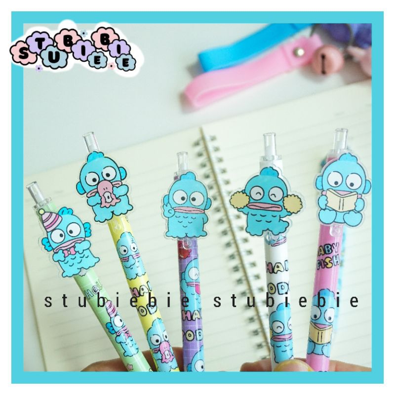 

6pcs Pulpen Hangyodon Akrilik hype Lucu pen Bolpen Bolpoint Sanrio Alat tulis karaktet